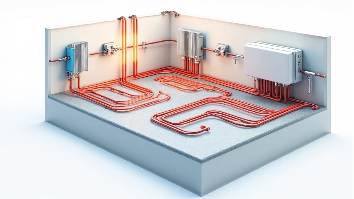 Schemat podłączenia ogrzewania podłogowego i grzejnikowego